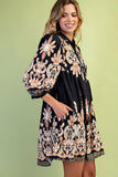 Paisley Border Print Button-Down Dress