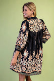Paisley Border Print Button-Down Dress
