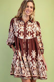 Paisley Border Print Button-Down Dress