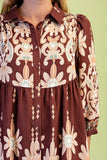 Paisley Border Print Button-Down Dress