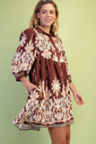 Paisley Border Print Button-Down Dress