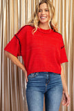 Contrast Blanket Stitch Short Sleeve Sweater