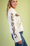 Cow & Sunflower Roll-Neck Knit Sweater