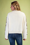 Cow & Sunflower Roll-Neck Knit Sweater
