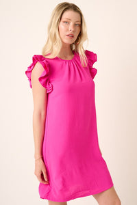 Ruffle Cap Sleeve Shift Dress