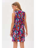 Geometric Fair Isle Tunic Dress - Fuchsia/Blue