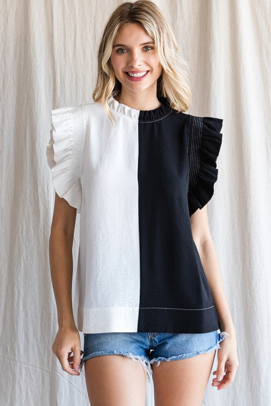 oversized ruffle top