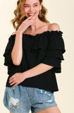 Off The Shoulder 3/4 Ruffle Sleeve Top