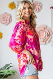 Ruffle Detail Reverse Button-Up Blouse - Pink