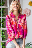 Ruffle Detail Reverse Button-Up Blouse - Pink
