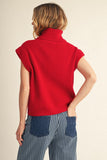 Cowl Neck Cap Sleeveless Sweater