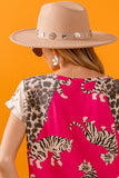 Jersey Block Tiger Top - Fuchsia