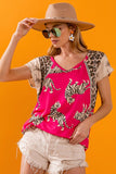 Jersey Block Tiger Top - Fuchsia