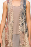 High/Low Lace and Crochet Long Vest - Patriotic Rose