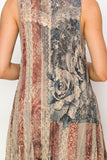 High/Low Lace and Crochet Long Vest - Patriotic Rose