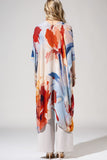 Watercolor Floral Side Split Kimono - Ivory