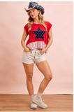 Liberty Star Patch Top - Red