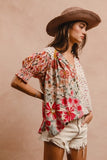 Wildflower Patchwork Blouse- Rose Mix