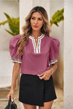 Maya Fierce & Feminine Puff Sleeve Top-Mauve