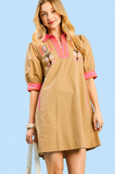 Bloom & Grace Embroidered Dress- Latte