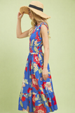 Vintage Garden Smocked Waist Midi Dress