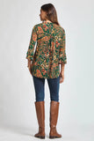 Lizzy Bell Sleeve Top-Paisley Hunter
