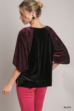 Solid And Animal Burnout Velvet With Balloon Sleeve