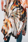 Lace Shadow Floral Side Split Kimono - Burnt Orange