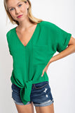 Front Tie Folded Sleeve Alice Top