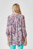 Lizbeth Paisley Print 3/4 Sleeve Top - Navy Pink