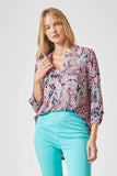 Lizbeth Paisley Print 3/4 Sleeve Top - Navy Pink