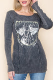Mineral Washed CHOPPED Rhinestone Motorcycle Top - Black