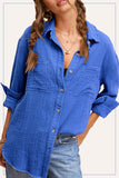Soft Washed Crinkled Gauze Button Down Shirt
