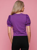 Mardi Gras Puff Sleeve Sequin Top - Purple