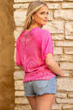 Full Lace Lined Short Sleeve Top - Fuchsia