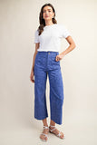 Ankle Skimmer Wide Leg Pants - Blue Leopard