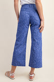 Ankle Skimmer Wide Leg Pants - Blue Leopard