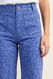 Ankle Skimmer Wide Leg Pants - Blue Leopard