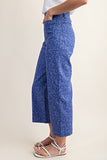 Ankle Skimmer Wide Leg Pants - Blue Leopard