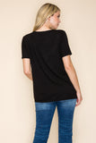 Mesh V-Neck Contrast Short Sleeve Top