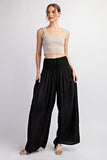 Smocked Waist Wide Leg Pants