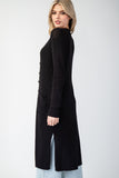 Ribbed Bucket Pocket Cardigan w/Side Slits