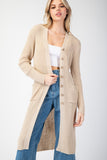 Ribbed Bucket Pocket Cardigan w/Side Slits