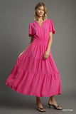 Mineral Washed Tiered Maxi Dress