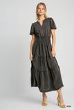 Mineral Washed Tiered Maxi Dress