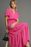 Mineral Washed Tiered Maxi Dress