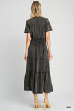 Mineral Washed Tiered Maxi Dress