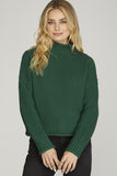 Ridged Turtle Mock Neck Sweater - Rust