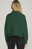 Ridged Turtle Mock Neck Sweater - Rust