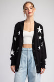 Star Pattern Sweater Cardigan - Black